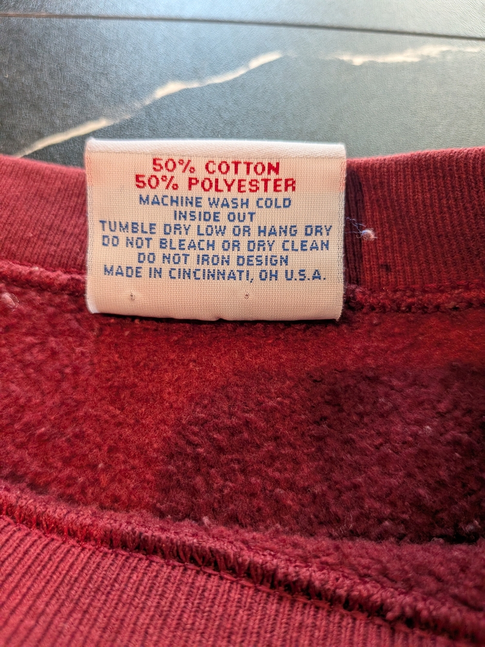 VINTAGE unisex Burgundy 'Outdoor' Embroidered Sweatshirt - Picture 6 of 8